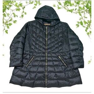 Lane Bryant Puffer Coat Women’s 26/28 Black Hooded Quilted Plus Size Winter